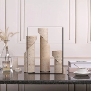 Porte-bougie en bois élégant, artisanal, décoration d'accent pour centre de table et décoration d'intérieur chaleureuse - Product Image 6