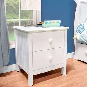 Modern Pine Wood Trunk Style Nightstand with <b>White</b> Finish for Bedroom or Living Room Use - Product Image 5