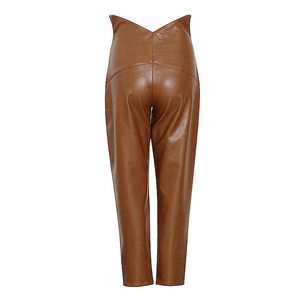 Pantalones de cuero ligeros fabricados por profesionales para mujer, pantalones de cuero para mujer de Color sólido de nuevo estilo Streetwear - Product Image 6
