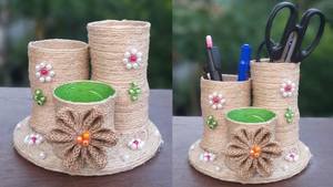 Portalápices de yute, soporte de marcador de panícula de yute de aspecto moderno de alta calidad para uso de mesa escolar de oficina en venta al por mayor - Product Image 3