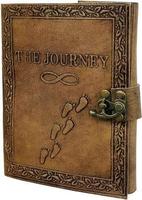 Carnet de notes A5 en cuir gaufré vintage, cousu à la main, avec fermeture - « The Journey » Footprint Diary, 100 feuilles vierges, carnet de croquis