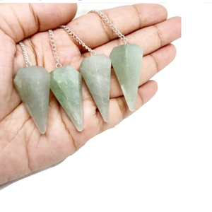 Péndulo de Aventurina verde de alta calidad, piedra preciosa de cristal natural, cono facetado, Péndulo de radiestesia para péndulos curativos de Reiki, venta - Product Image 2