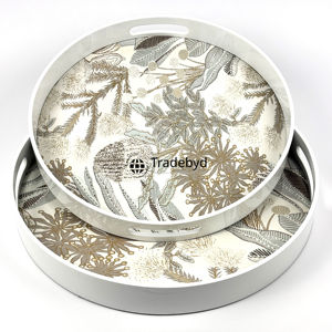 Tradebyd Designer MDF Bandeja de madera Bandeja de servicio multiusos para aperitivos de café y bebidas - Product Image 2