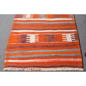 พรมวินเทจ Herki ขนาด 3.1x9.4 ฟุต สีส้มเทา ลายต้นไม้และพืช พรมขนสัตว์ตุรกี - Product Image 4