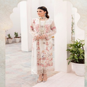 Colección de gasa Vestidos de fiesta paquistaníes para mujeres Festival Wears 3 piezas por Ramsha Vol Sari para niñas Trajes de boda - Product Image 2
