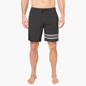 กางเกงว่ายน้ำขาสั้นผ้าแคนวาสสีล้วนผ้ายืด4ทางแห้งเร็วดีไซน์โลโก้ - Product Image 5