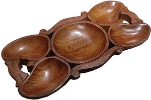 Plateau de service multifonctionnel en bois fabriqué à la main de conception moderne avec 5 compartiments au meilleur prix - Product Image 2