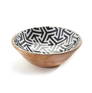 Premium Quality <b>Wooden</b> Round Serving Bowl Enamel Sticker Medium Size Decorative and Dinnerware <b>Bow</b> Handmade in Bulk - Product Image 4