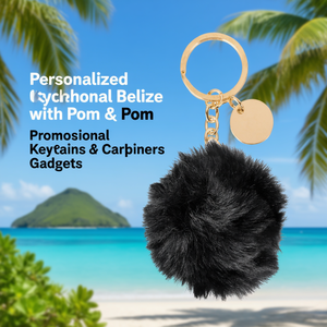 Portachiavi Personalizzato Belize con Pompon, Gadget Promozionali e Moschettoni - Product Image 3
