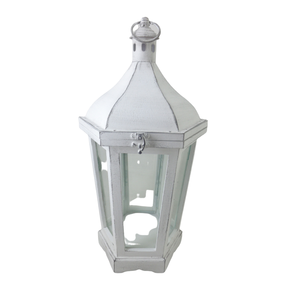 Linterna de hierro de Metal decorativa para sala de estar, soporte de vela con acabado de lavado blanco para boda y decoración del hogar hecho a mano - Product Image 3