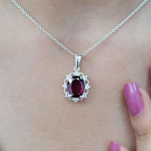 Rhodolite Garnet Cluster Pendant Necklace 925 Sterling Silver Children's Handmade Jewelry High Quality January Birthstone Gift - Product Image 3