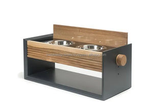 Comedero doble para perros Diner, soporte de metal y madera con cuencos de acero inoxidable elevados simples para Alimentación de Mascotas - Product Image 2