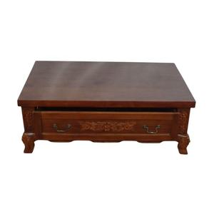 Mesa de Centro Clásica para Sala de Estar, Mesa de Centro de Madera de Teca Tallada a Mano con Cajón, Mesa de Té de Nogal para Sala de Estar y Muebles de Hotel - Product Image 5