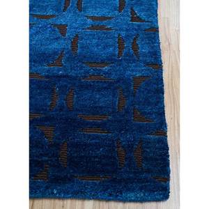 Alfombra de Lana y Seda Azul Azalea Anudada a Mano, Diseño Geométrico Rectangular para Sala de Estar, Pasillo, Ideal para Adolescentes - Modelo Aiws-3006 - Product Image 4