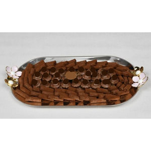 Bandeja de chocolate de Metal plateado de la mejor calidad con mango Floral, bandeja decorativa Vintage para servir dulces para accesorios de Hotel en casa - Product Image 3
