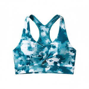 Sexy Twist Front Sports Bra <b>Tie</b> Dye Printed Yoga Top Deep V-Neck Workout Gym Bra Aesthetic Racerback Activewear for Women - Product Image 5