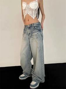 Venta al por mayor de las mujeres personalizadas Cargo Jeans Pantalones de alta calidad de mezclilla desgastado desvanecimiento bolsillos con solapa Casual Streetwear estilo - Product Image 6
