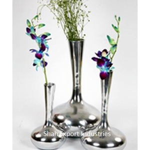 Florero martillado de Metal de diseño de tendencia para sala de estar, macetas decorativas con acabado plateado para interiores - Product Image 4