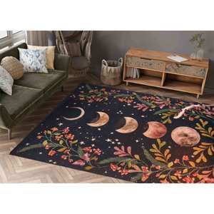 Tapis imprimé Moonlight Garden, tapis moderne bohème à motifs floraux pour couloir, tapis doux non tissé - Product Image 2