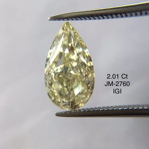 เพชรเม็ดแพร์ปรับประกายเพชรสีเหลือง Q-R เกรดสีสวยแฟนซีตัดได้2.01กะรัตเพชรหลวมใส VS1เพชรในราคาต่ำ - Product Image 1