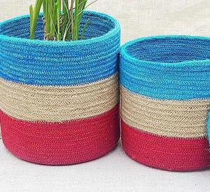 2026 New Eco Friendly Customized <b>Large</b> Jute Cotton Rope Woven <b>Hamper</b> Storage Baskets Foldable Natural Basket Custom Colors - Product Image 1