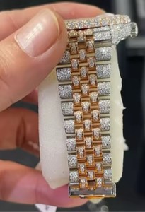 Nouveau luxe à la mode fait à la main entièrement glace VVS Moissanite montres diamant mouvement automatique verre cadran fenêtre analogique Hip Hop Style - Product Image 5