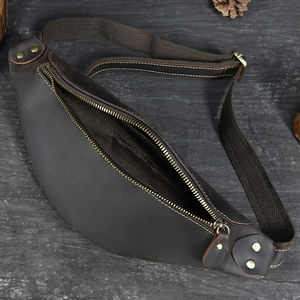 Sac de ceinture en cuir véritable Couche supérieure en cuir de vachette Sac de sport décontracté à bandoulière unique Caractéristiques - Product Image 2