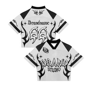 Camiseta de fútbol de poliéster 100% Boxy de gran tamaño con estampado de alta calidad personalizado para hombre, transferencia de calor para camisetas, camiseta americana Retro - Product Image 3