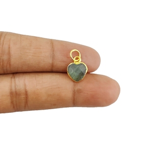 <b>Labradorite</b> Gemstone Heart Shape Tiny Faceted Gold Electroplated 10mm Charm <b>Pendant</b> Necklaces Making and Earrings Charms - Product Image 1