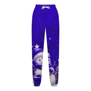 Deslumbrantes pantalones de chándal navideños para mujer, pantalones de chándal navideños con cordón de ajuste moderno, ropa navideña cálida de poliéster - Product Image 2
