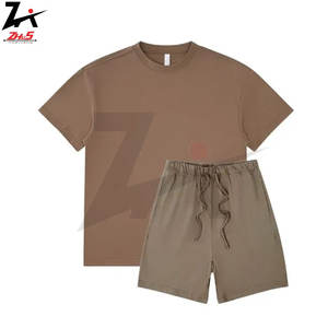 Conjunto de pantalones cortos de verano de algodón Unisex de gran venta Chándal transpirable de 2 piezas Camiseta estampada de manga corta y pantalones cortos a juego - Product Image 3