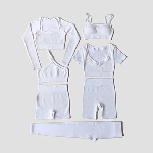 7 pièces sans couture Yoga ensemble femmes sport costumes entraînement soutien-gorge recadrée sport taille haute Gym Legging Fitness porter - Product Image 6