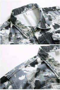 Personalizada chaqueta casual hombres letra simple hombre desgastado chaqueta de mezclilla chaquetas de mezclilla para los hombres con estilo - Product Image 5