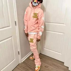Venta al por mayor peso pesado Streetwear pulóver chándal personalizado bordado pantalones de chándal y Sudadera con capucha transpirable para el invierno - Product Image 4