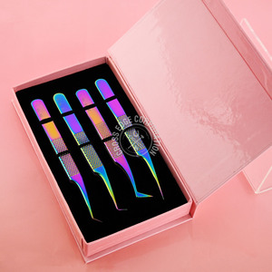 Hot Selling Eyelash Extension Tweezers Microfiber Tip Stainless Steel Individual Lash Extensions Easy Grip Precision <b>Tool</b> - Product Image 1