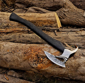 Hacha Tomahawk Artesanal de Acero Industrial con Alto Contenido de Carbono, Multiusos, para Camping, Supervivencia al Aire Libre, Mango de Madera Natural y Cuero - Product Image 3