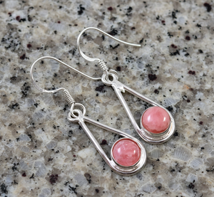 Boucles d'oreilles pendantes en argent sterling 925 plaqué or pour femmes avec pierres précieuses en rhodochrosite pour mariage, fête et cadeau - Product Image 2