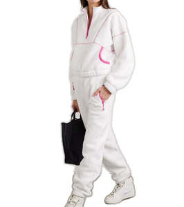 ชุดเซ็ตเสื้อฮู้ดครอปกำมะหยี่สำหรับผู้หญิง พร้อมซิปสะท้อนแสง 3M ไซส์พลัส กางเกงจ็อกเกอร์ ชุดวอร์มสองชิ้น คอลเลคชั่น 2026 - Product Image 2