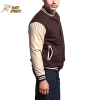 Veste de baseball décontractée pour homme, en coton et polyester, marron beige, col rabattu, coupe classique, pour l'automne