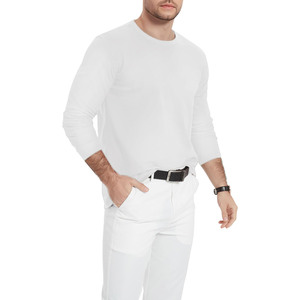 Unisex เสื้อยืดแขนยาวคุณภาพสูงโชว์ไหล่เสื้อยืดสีทึบสไตล์สตรีท - Product Image 1