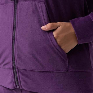 Survêtement d'hiver en polaire chaude pour femmes, sweat à capuche et pantalon de jogging, vêtements de sport deux pièces confortables avec logo personnalisé, vente en gros d'usine - Product Image 4