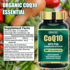 CoQ10 Capsules avec PQQ pour la santé cardiaque Fatigue Fertilité Santé Coenzyme <span class=keywords><strong>Q10</strong></span> - Product Image 3