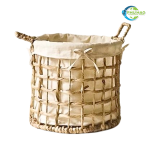 CESTA DE ALMACENAMIENTO DE JACINTO DE AGUA DE Bambú de Ratán Hecha a Mano Tejida a Mano con Forro de Algodón Acogedor Ideal para Almacenamiento y Decoración - Product Image 5