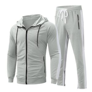 Venta al por mayor chándales ajustados para hombre diseño de moda en blanco personalizado con color sólido cremallera completa transpirable estilo otoño chándal - Product Image 1