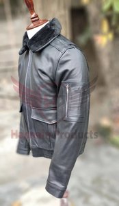 Venta caliente Hasnain Hombres Genuino Vaca Natural Molido Cuero Vuelo Chaqueta de estilo clásico para el invierno - Product Image 2