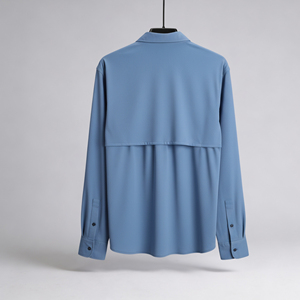 เสื้อเชิ้ตเทคโนผู้ชายทรงโอเวอร์ไซส์ สีฟ้าอ่อน สำหรับขายส่ง - Product Image 2