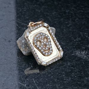 Colgante de diamante pavé, joyería de calavera de oro amarillo de 14k, colgante de oro cortado de Banguette, venta al por mayor - Product Image 1