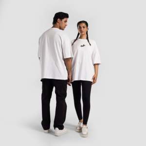 Solid <b>White</b> 100% Cotton Shift <b>Tee</b> Street Style Blank T-Shirt with Screen Printing Screen Print Logoed Apparels - Product Image 1