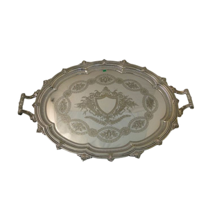 Plateau de service ovale en laiton antique de luxe, plaqué or, plat en métal vintage, pièce maîtresse décorative pour la maison et l'hôtel à prix avantageux - Product Image 4