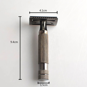Rasoir de sécurité à double tranchant, manche en acier inoxydable, pour usage en salon de coiffure, outil de rasage du visage pour homme - Product Image 5